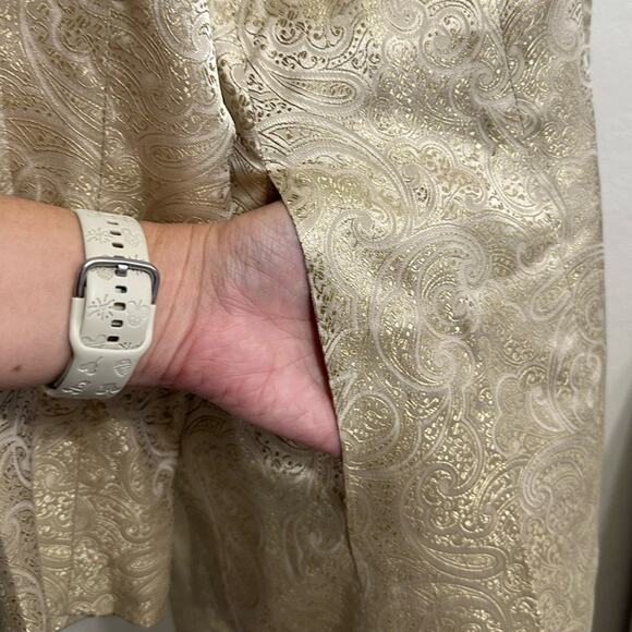 Vintage Gold Paisley Formal Midi Jacket size US 6 Pink Satin lined - Picture 6 of 10